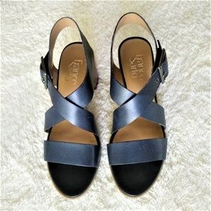 Franco Sarto Navy Blue Leather Sandals Size 6.5